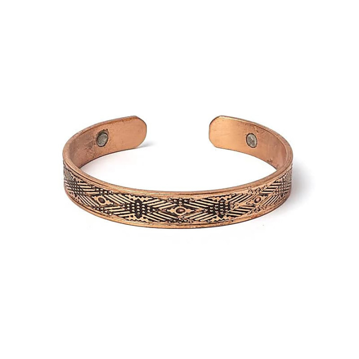Bracelet cuivre rayures croisées magnétique | Pieralune