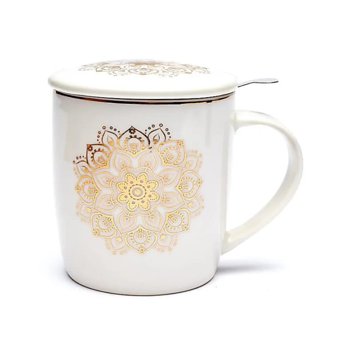 Tasse Infuseur à Thé Mandala blanc | Pieralune