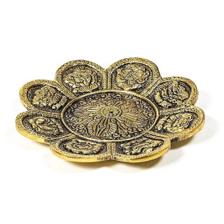 Brûleur d'encens 8 signes auspicieux en couleur d'or | Pieralune