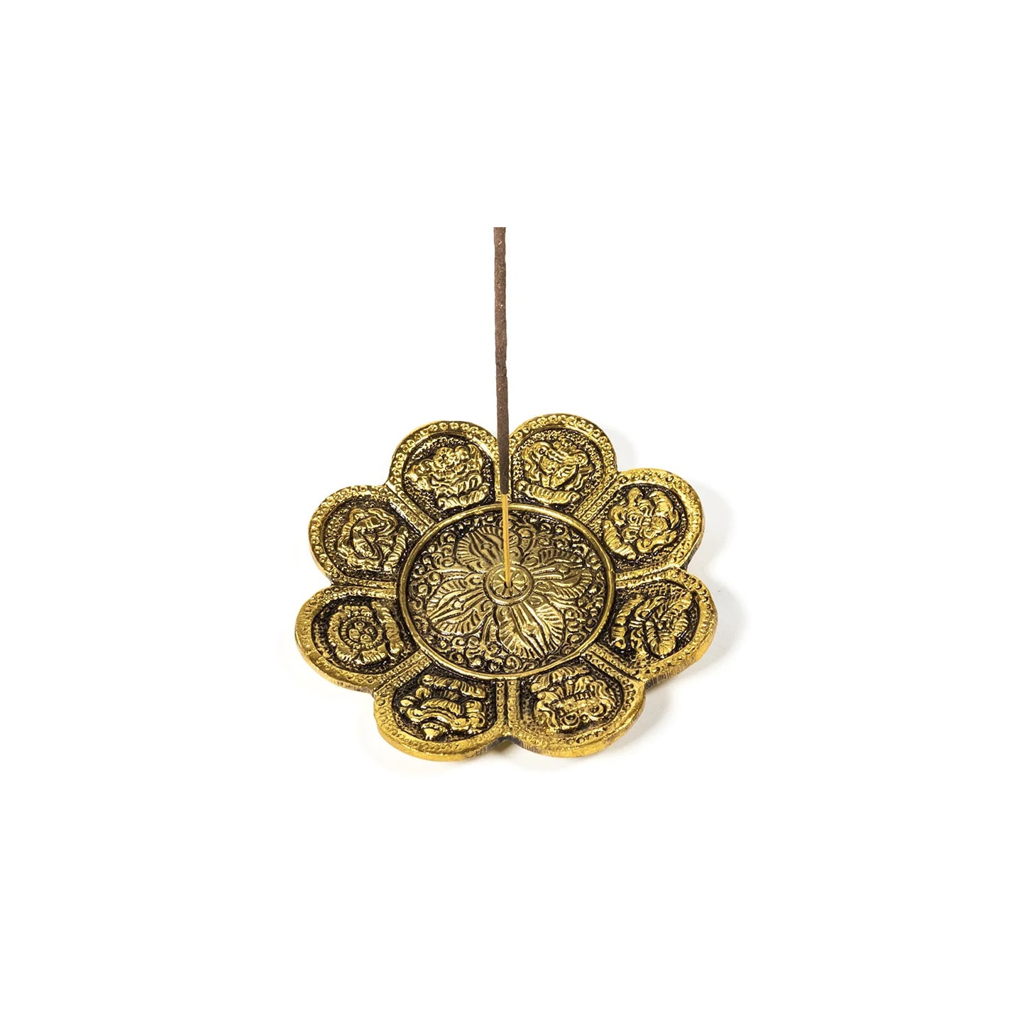 Brûleur d'encens 8 signes auspicieux en couleur d'or | Pieralune