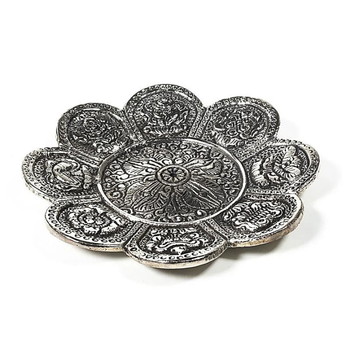 Brûleur d'encens signes auspicieux couleur d'argent | Pieralune