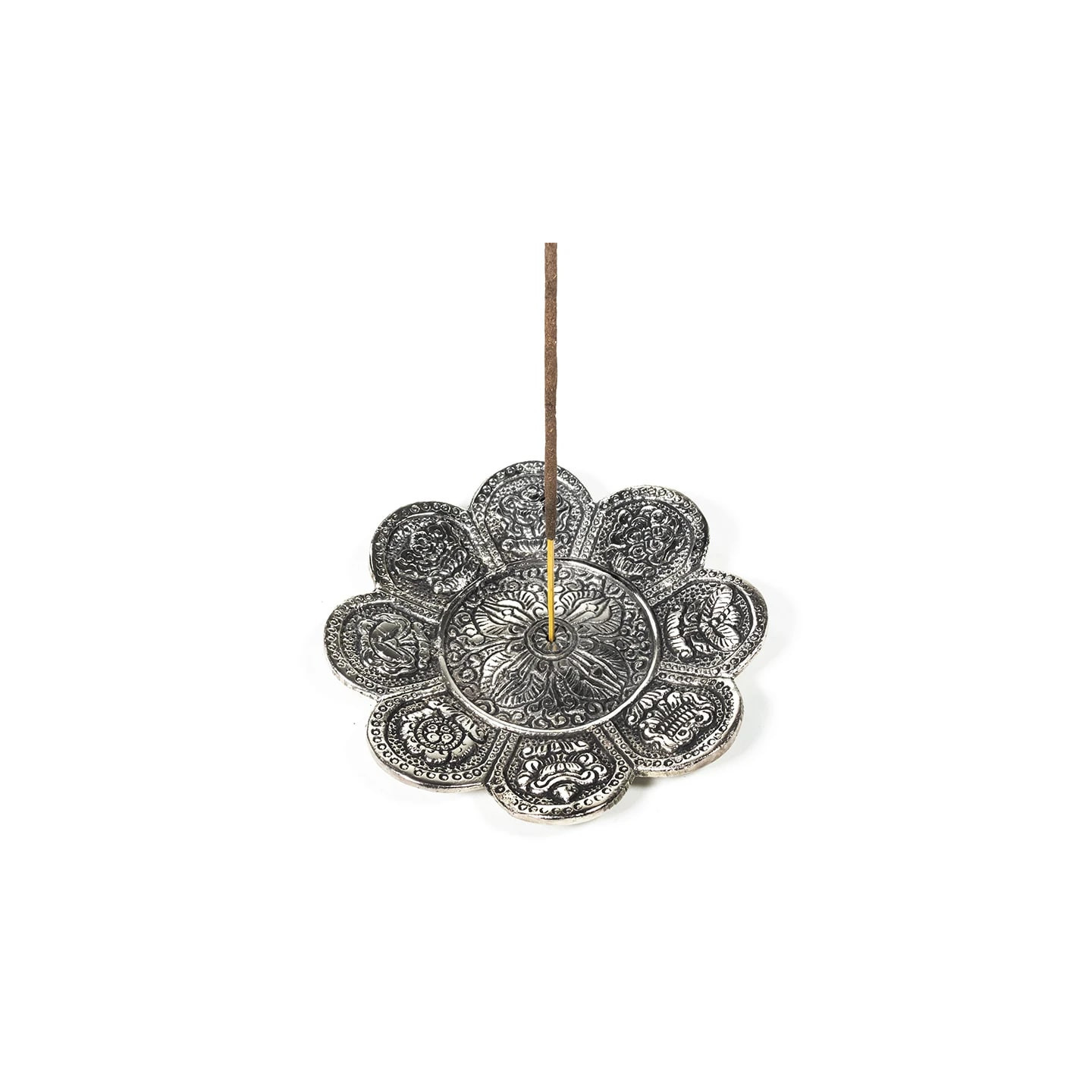 Brûleur d'encens signes auspicieux couleur d'argent | Pieralune