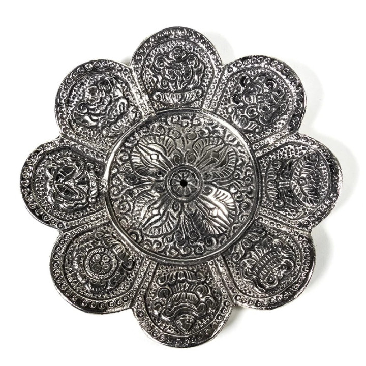 Brûleur d'encens signes auspicieux couleur d'argent | Pieralune