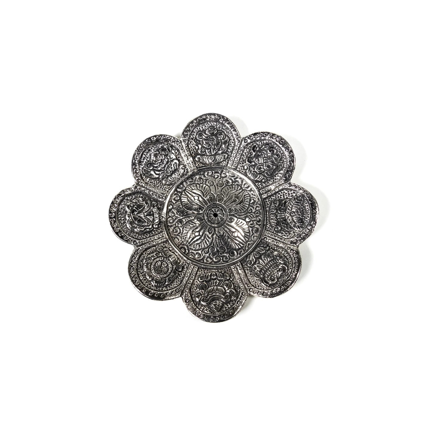 Brûleur d'encens signes auspicieux couleur d'argent | Pieralune