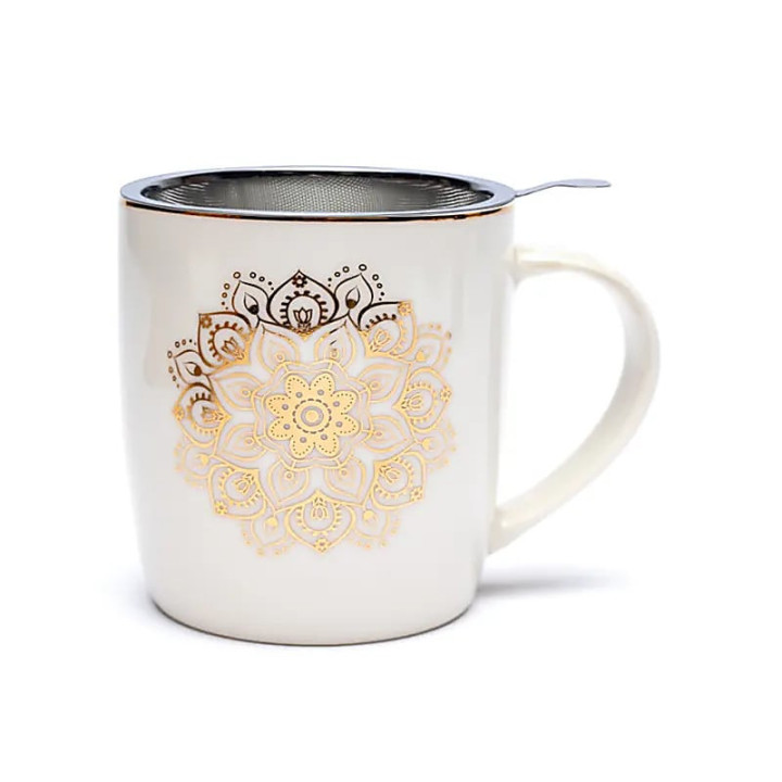 Tasse Infuseur à Thé Mandala blanc | Pieralune