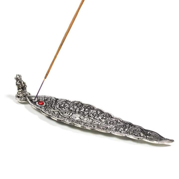 Brûleur d'encens Ganesh feuille couleur d'argent | Pieralune