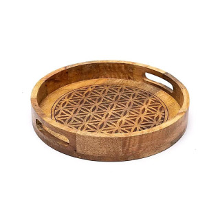 Plateau de service Fleur de Vie bois de manguier | Pieralune