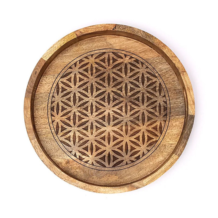 Plateau de service Fleur de Vie bois de manguier | Pieralune