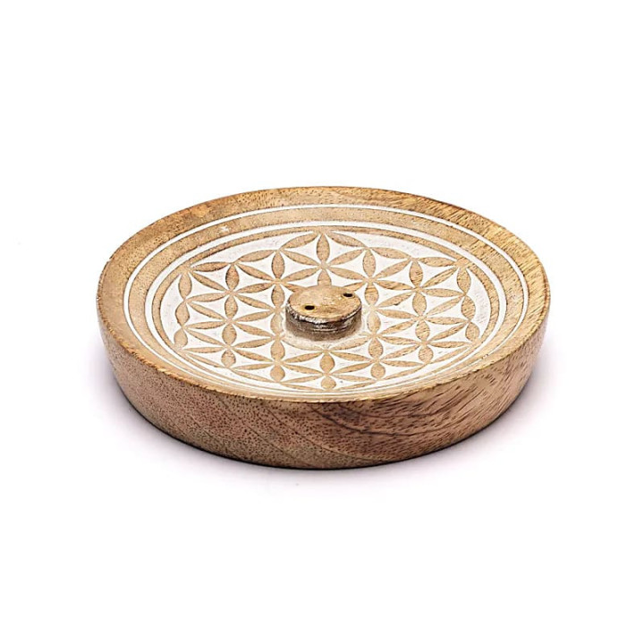 Brûleur d'encens Fleur de Vie bois de manguier | Pieralune