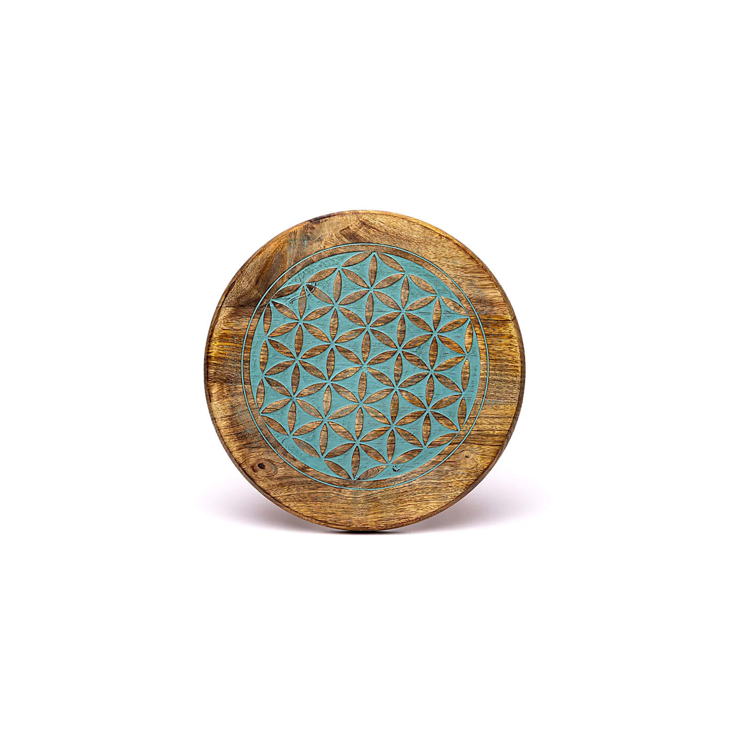 Table d'appoint impression bleue Fleur de Vie bois de m... | Pieralune