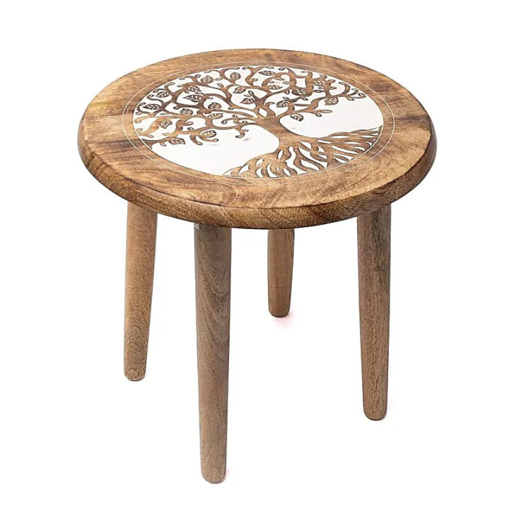 Table d'appoint impression Arbre de Vie bois de manguier | Pieralune