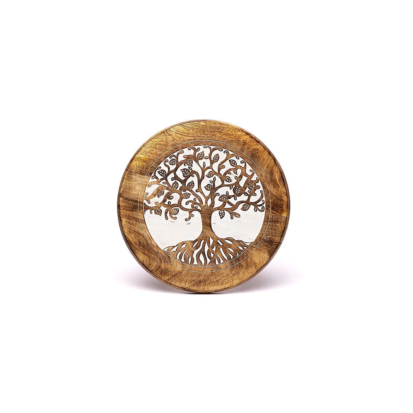 Table d'appoint impression Arbre de Vie bois de manguier | Pieralune