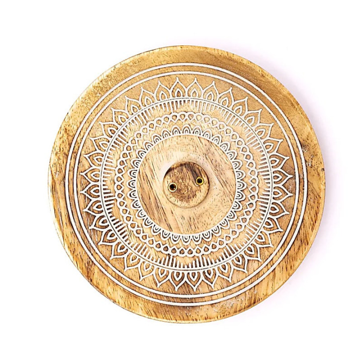 Brûleur d'encens mandala imprimé bois de manguier | Pieralune