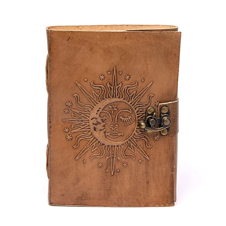 Carnet de note Soleil & Lune avec couverture en cuir sy... | Pieralune