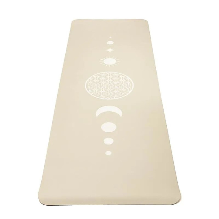 Yogi & Yogini Premium tapis de Yoga TPE Fleur de Vie beige | Pieralune