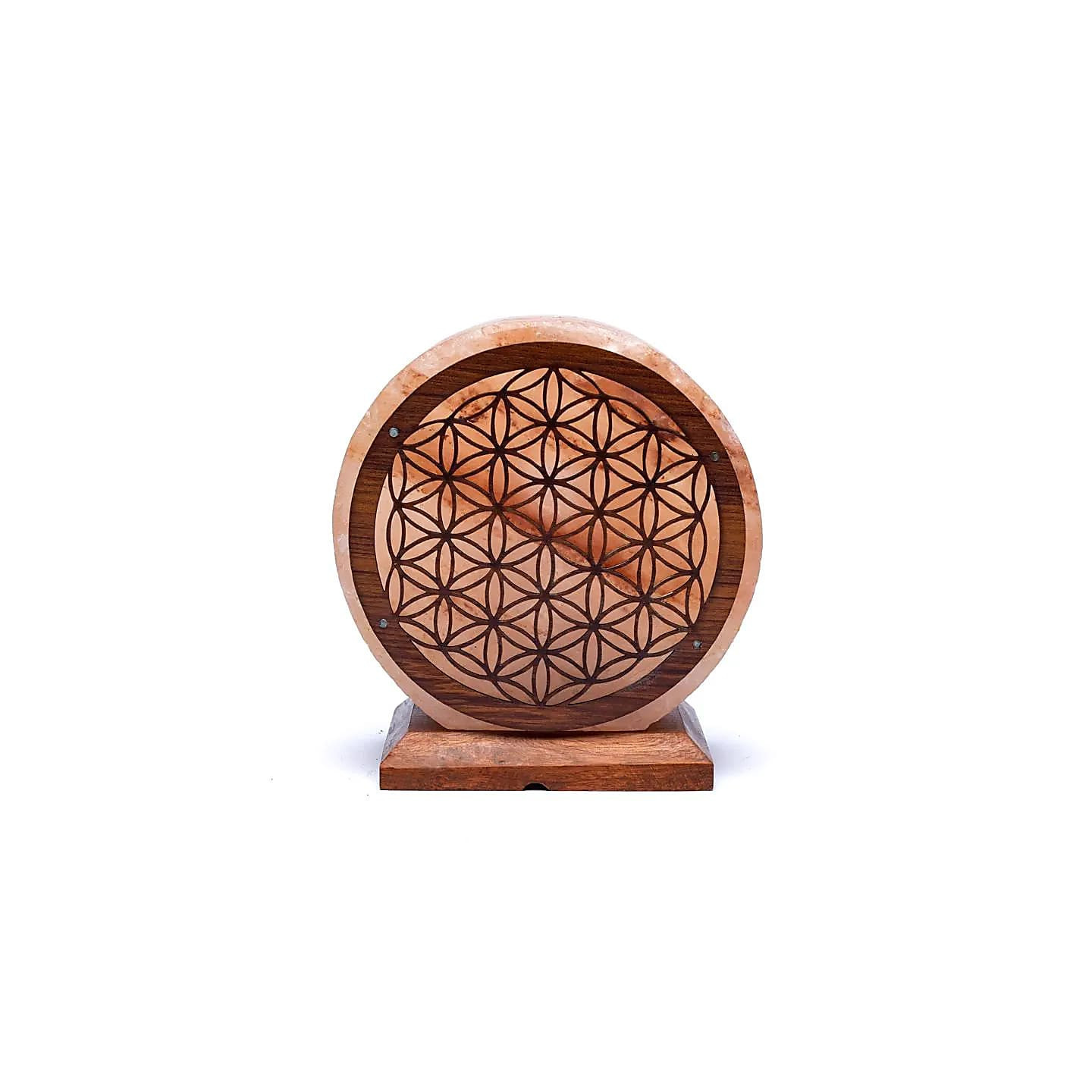 Lampe de sel Fleur de Vie avec câble et LED | Pieralune