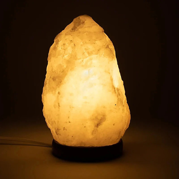 Lampe de sel blanc avec câble et ampoule | Pieralune