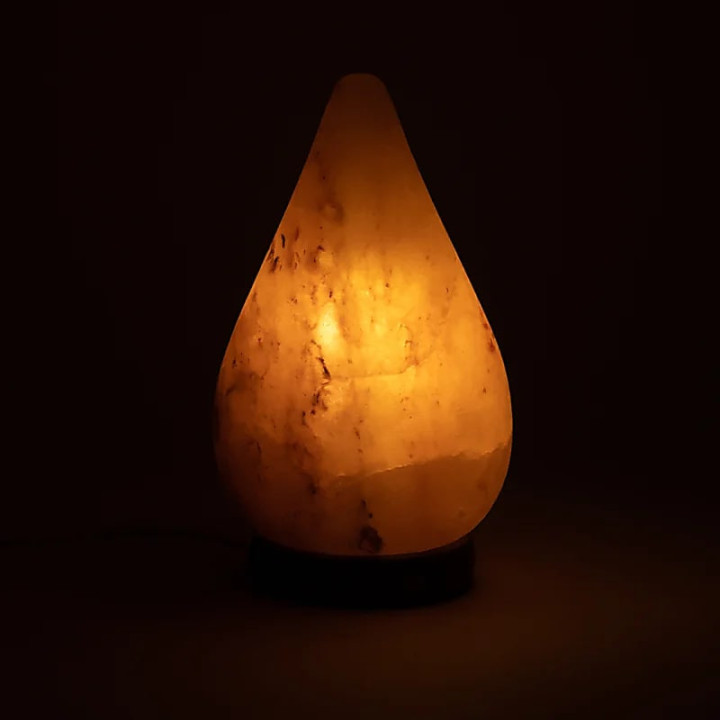 Lampe en cristal de sel forme de goutte avec câble et LED | Pieralune