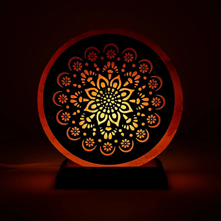 Lampe en sel Mandala avec câble et ampoule | Pieralune
