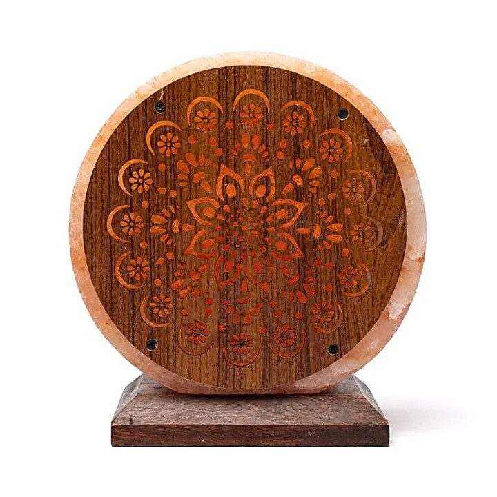 Lampe en sel Mandala avec câble et ampoule | Pieralune