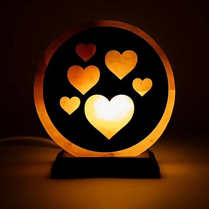 Lampe en sel cœurs avec câble et ampoule | Pieralune