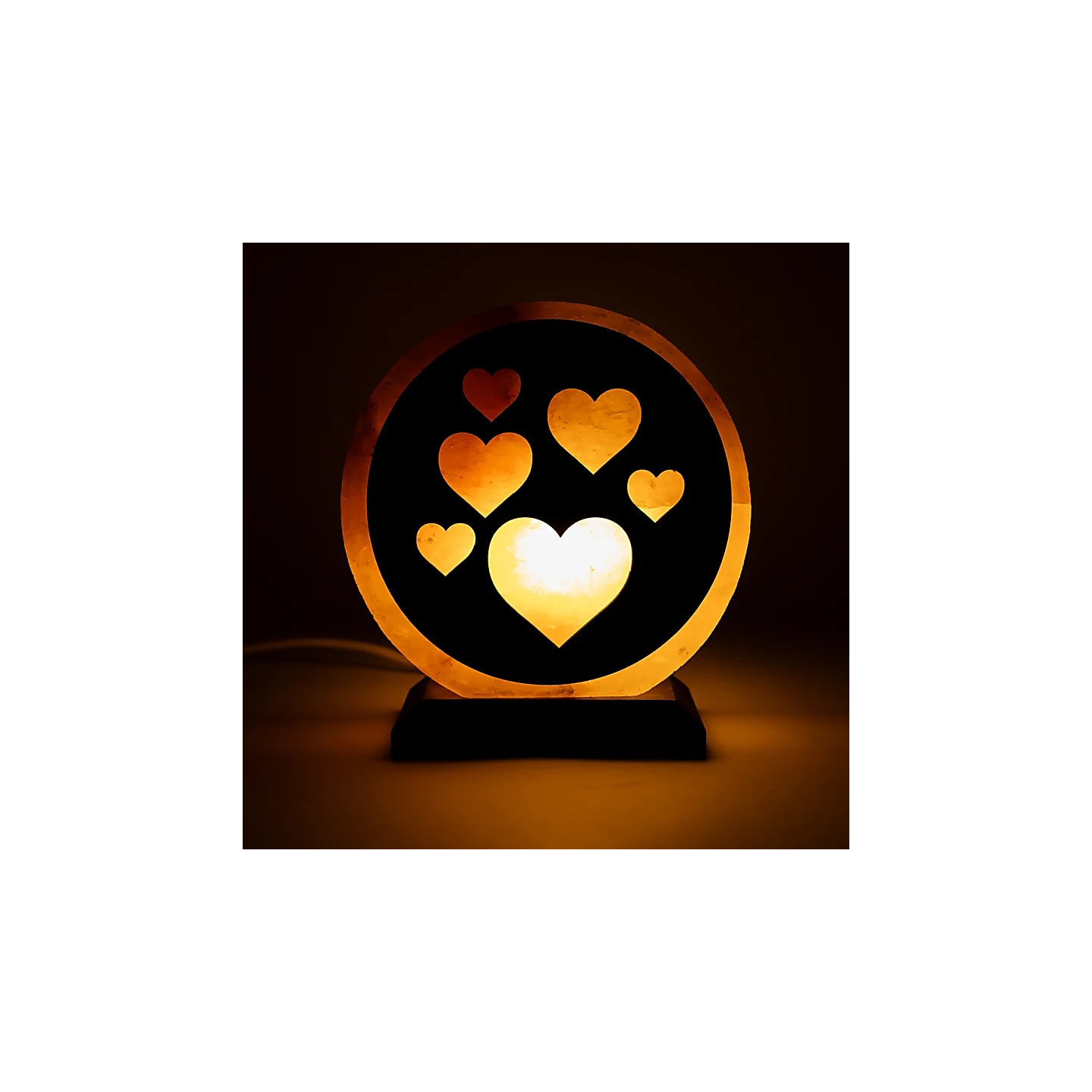 Lampe en sel cœurs avec câble et ampoule | Pieralune