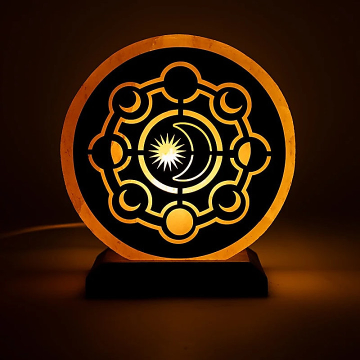 Lampe en sel phases de la lune avec câble et ampoule | Pieralune