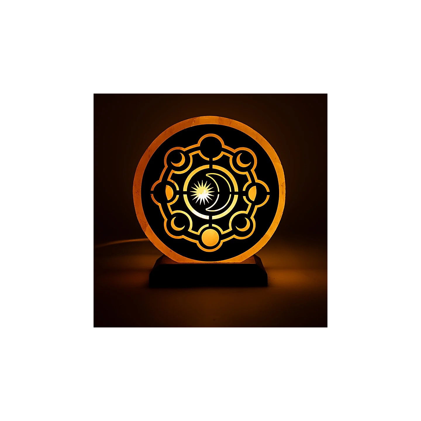 Lampe en sel phases de la lune avec câble et ampoule | Pieralune