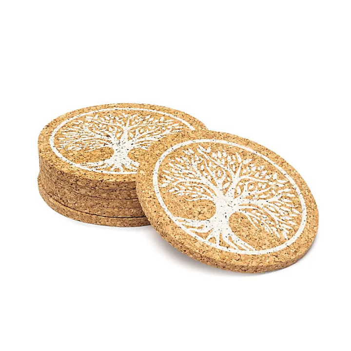 Sous-verres liège Arbre de Vie set de 6 | Pieralune