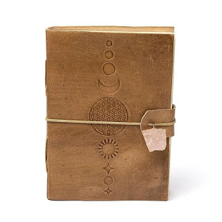 Carnet Fleur de Vie avec quartz rose et couverture en s... | Pieralune