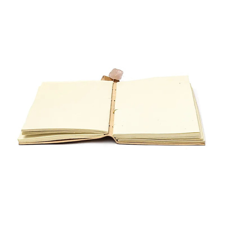 Carnet Fleur de Vie avec quartz rose et couverture en s... | Pieralune