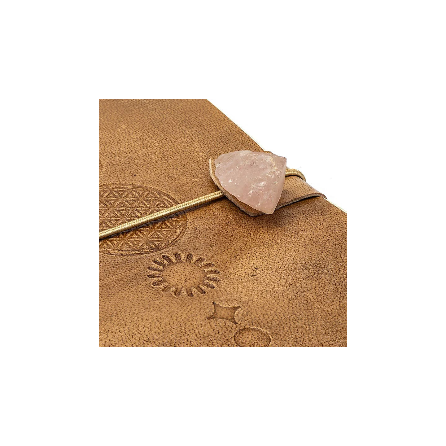 Carnet Fleur de Vie avec quartz rose et couverture en s... | Pieralune