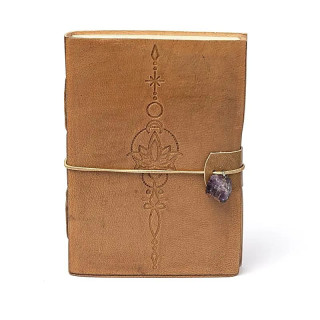 Carnet Lotus avec améthyste et couverture en similicuir | Pieralune