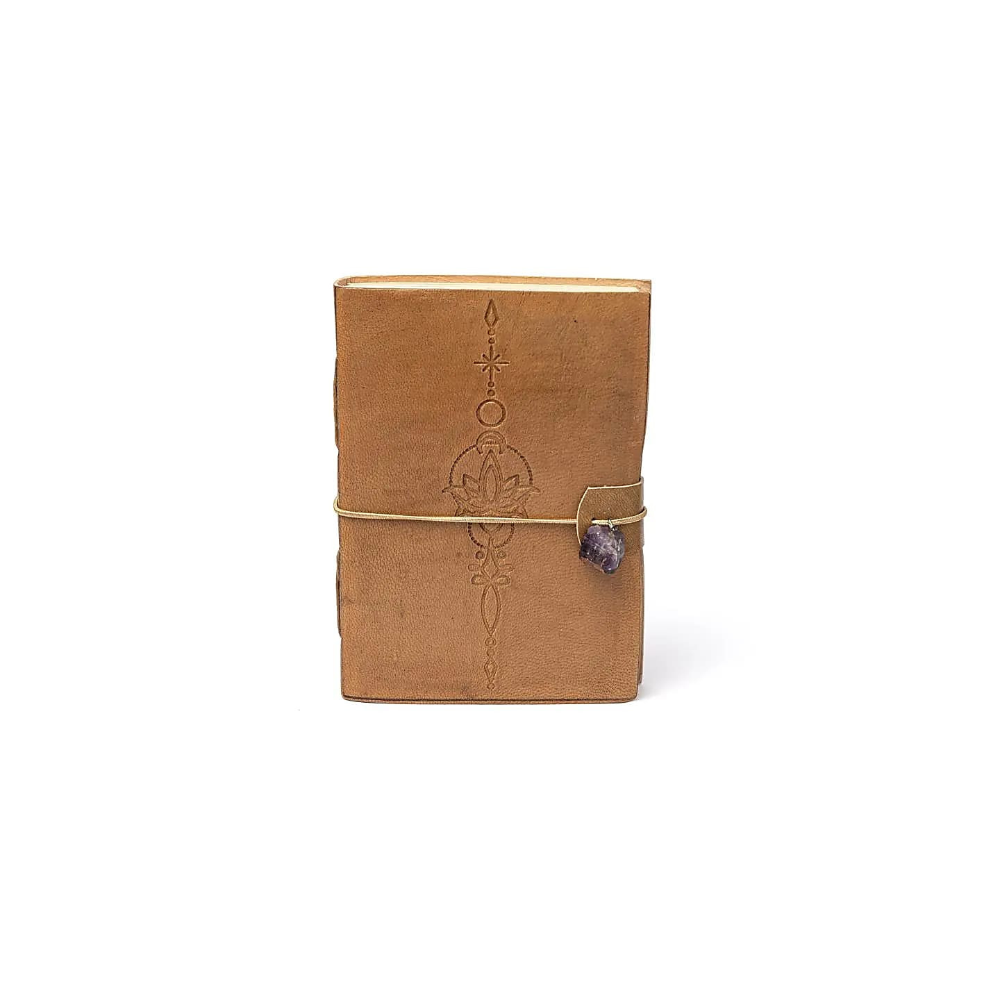 Carnet Lotus avec améthyste et couverture en similicuir | Pieralune