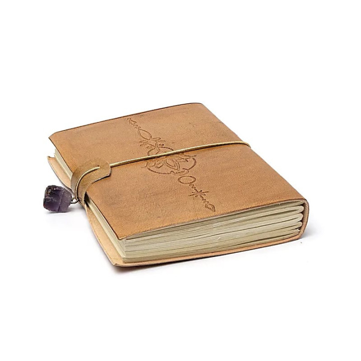 Carnet Lotus avec améthyste et couverture en similicuir | Pieralune