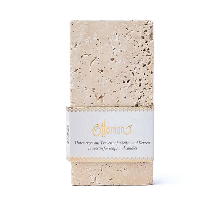 Porte-savon ou bougeoir en travertin naturel – 15x7,5x1... | Pieralune