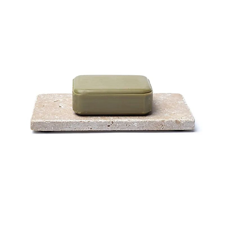 Porte-savon ou bougeoir en travertin beige – 15x7,5x1cm... | Pieralune