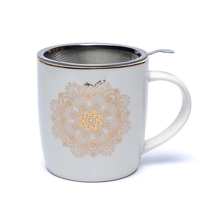 Tasse Infuseur à Thé Mandala blanc | Pieralune