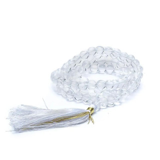 Mala Cristal de roche AA floche blanc 108perles+sac | Pieralune