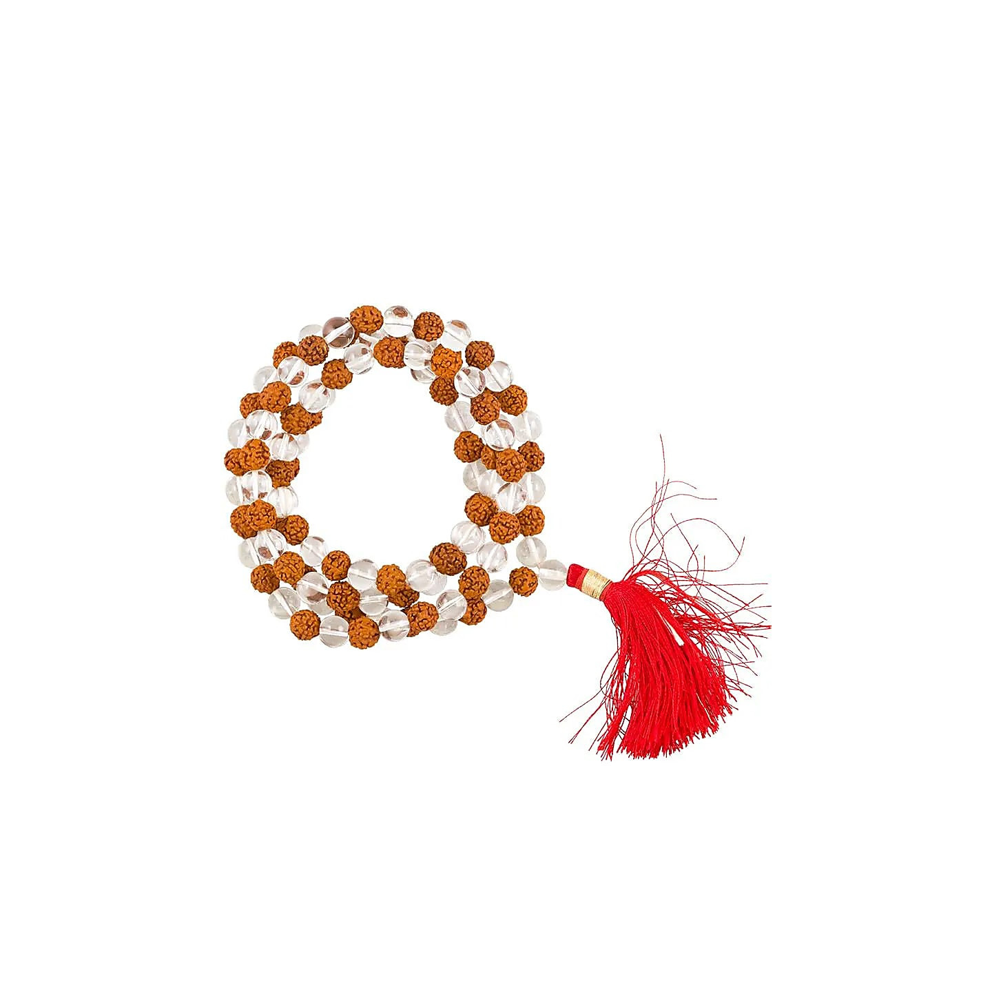 Mala Cristal de roche AA/Rudraksha 108 perles+sac | Pieralune
