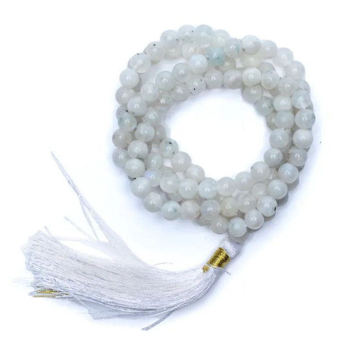 Mala pierre de lune AA 108 perles + sachet brocart | Pieralune