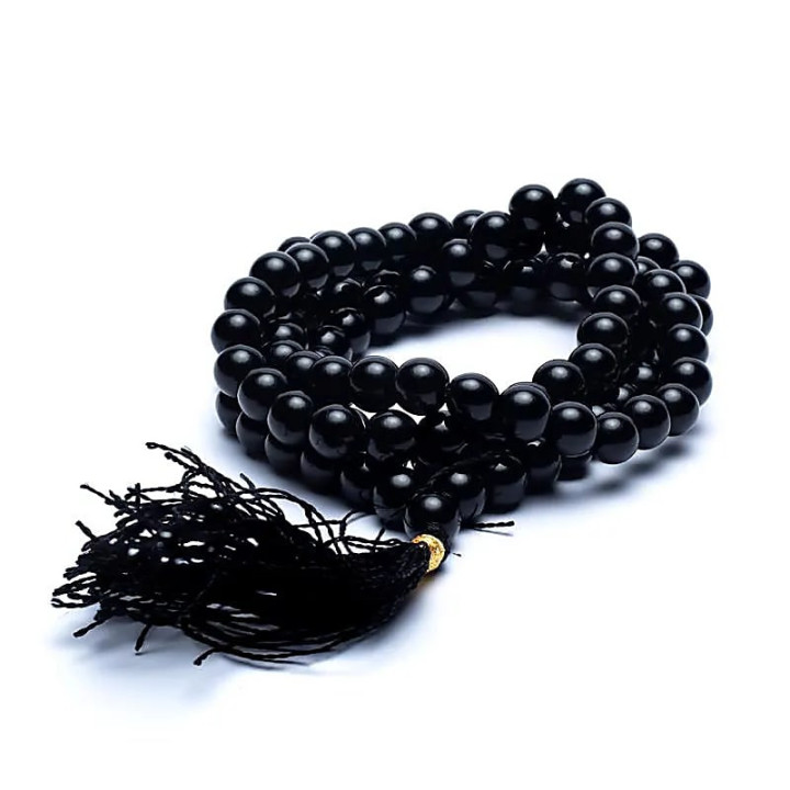 Mala Onyx noir AA 108 perles + sachet brocart | Pieralune
