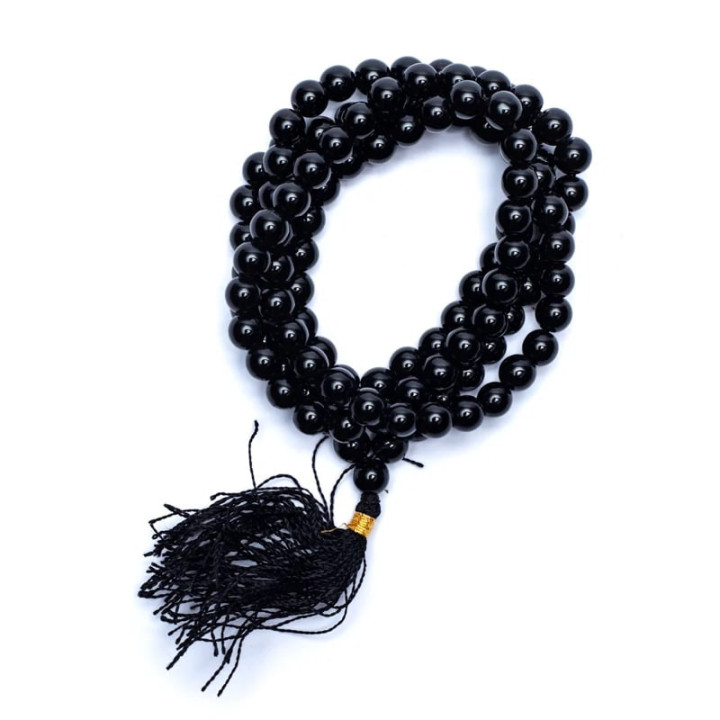 Mala Onyx noir AA 108 perles + sachet brocart | Pieralune