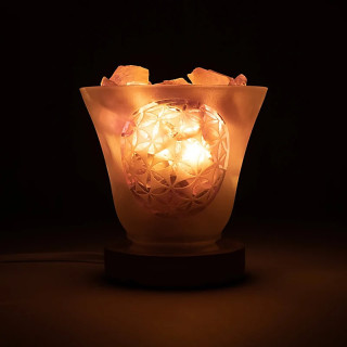 Lampe gemme fleur de vie avec câble et LED | Pieralune