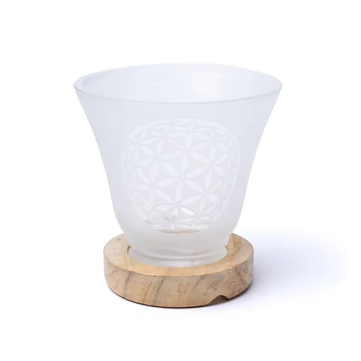 Lampe gemme fleur de vie avec câble et LED | Pieralune