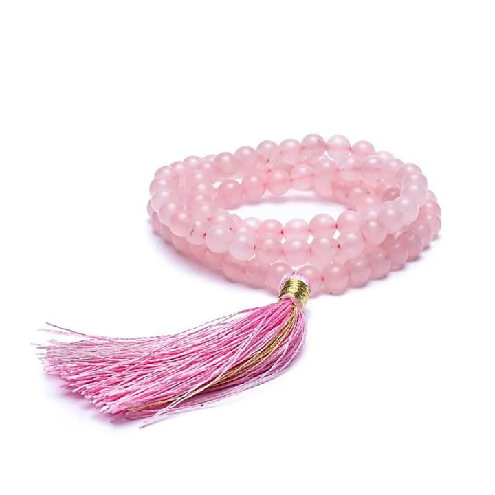 Mala quartz rose 108 perles qualité AA + sachet | Pieralune
