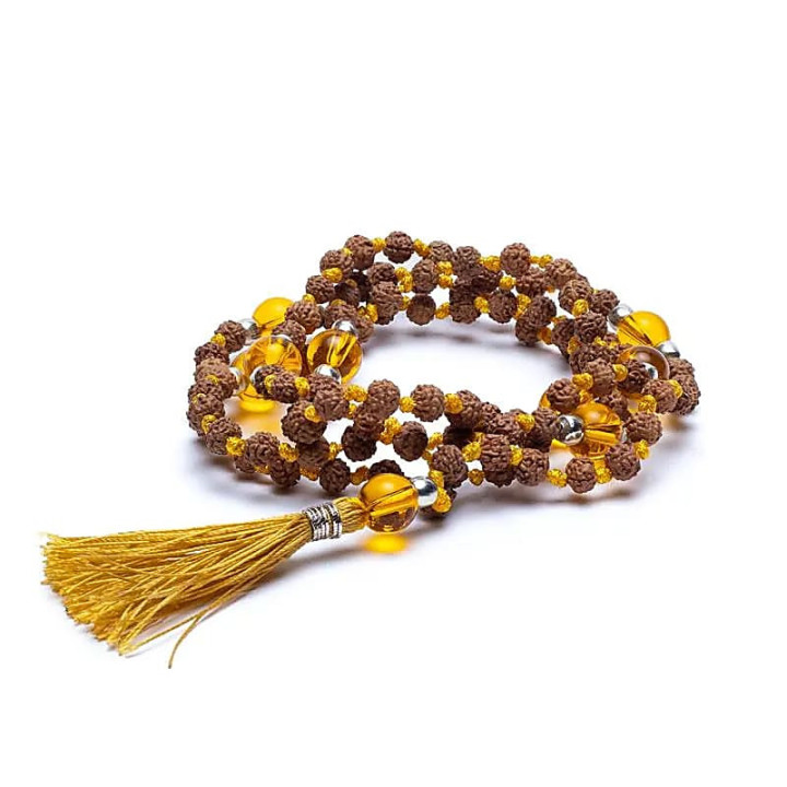 Mala Rudraksha et citrine améthyste chauffée | Pieralune
