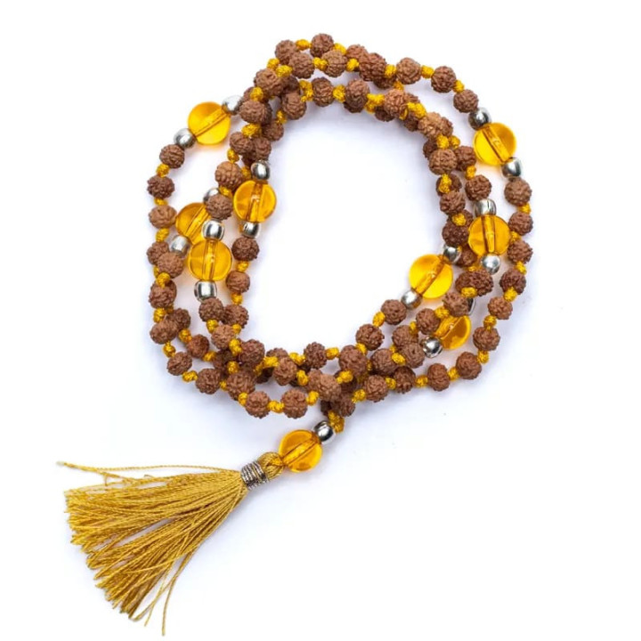 Mala Rudraksha et citrine améthyste chauffée | Pieralune