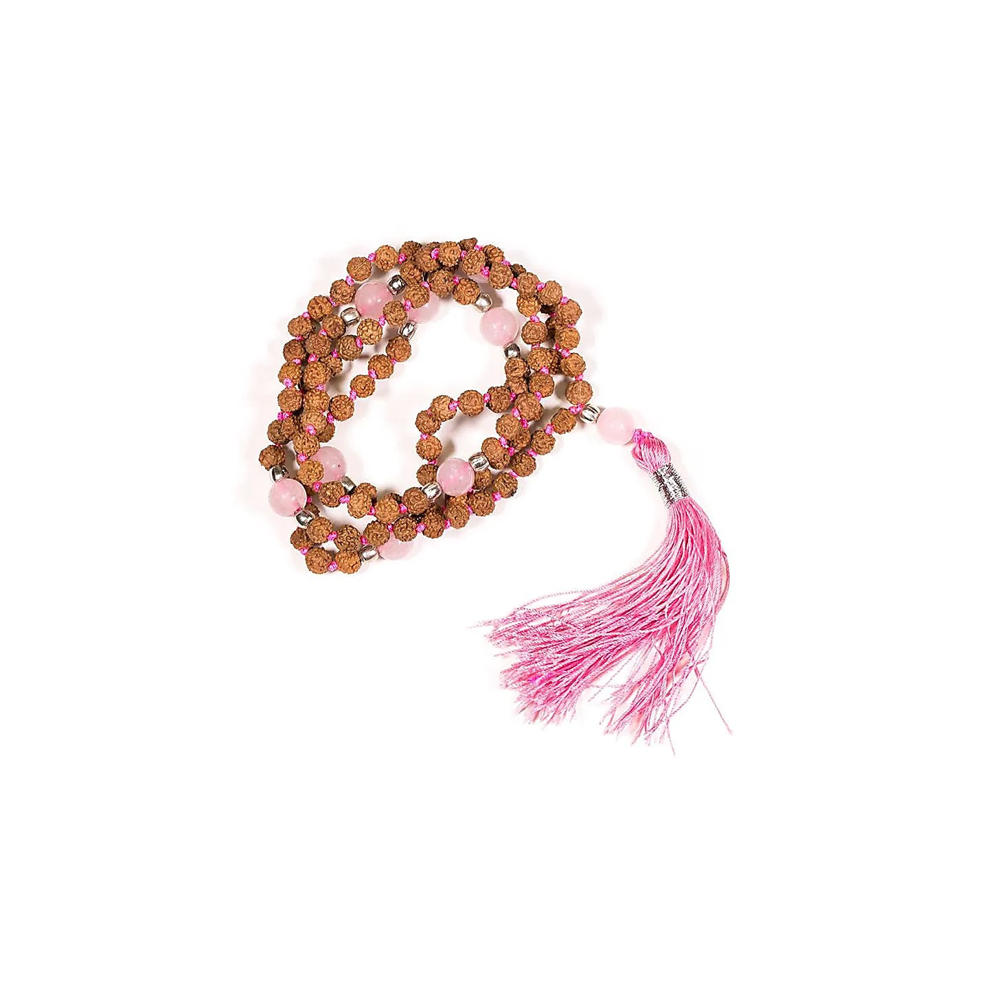 Mala Rudraksha et Quartzrose avec gland | Pieralune