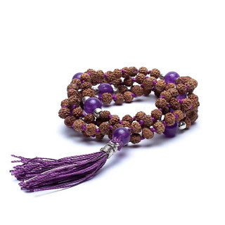 Mala Rudraksha et Améthyste gland violet | Pieralune
